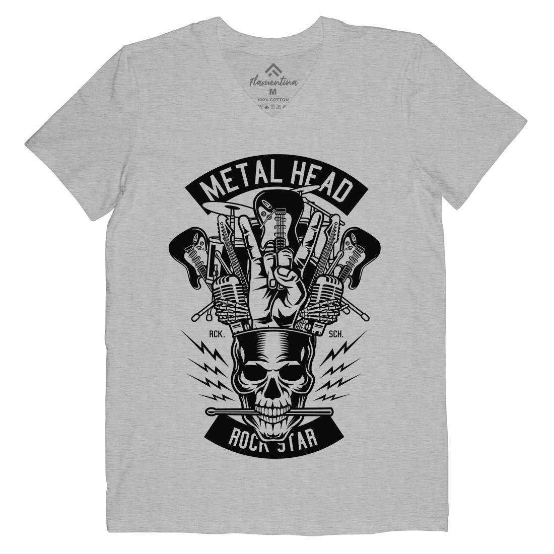 Metal Head Mens Organic V-Neck T-Shirt Music B573
