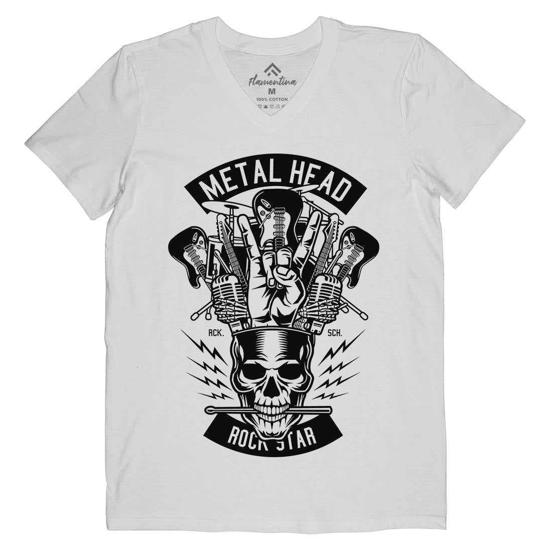 Metal Head Mens Organic V-Neck T-Shirt Music B573