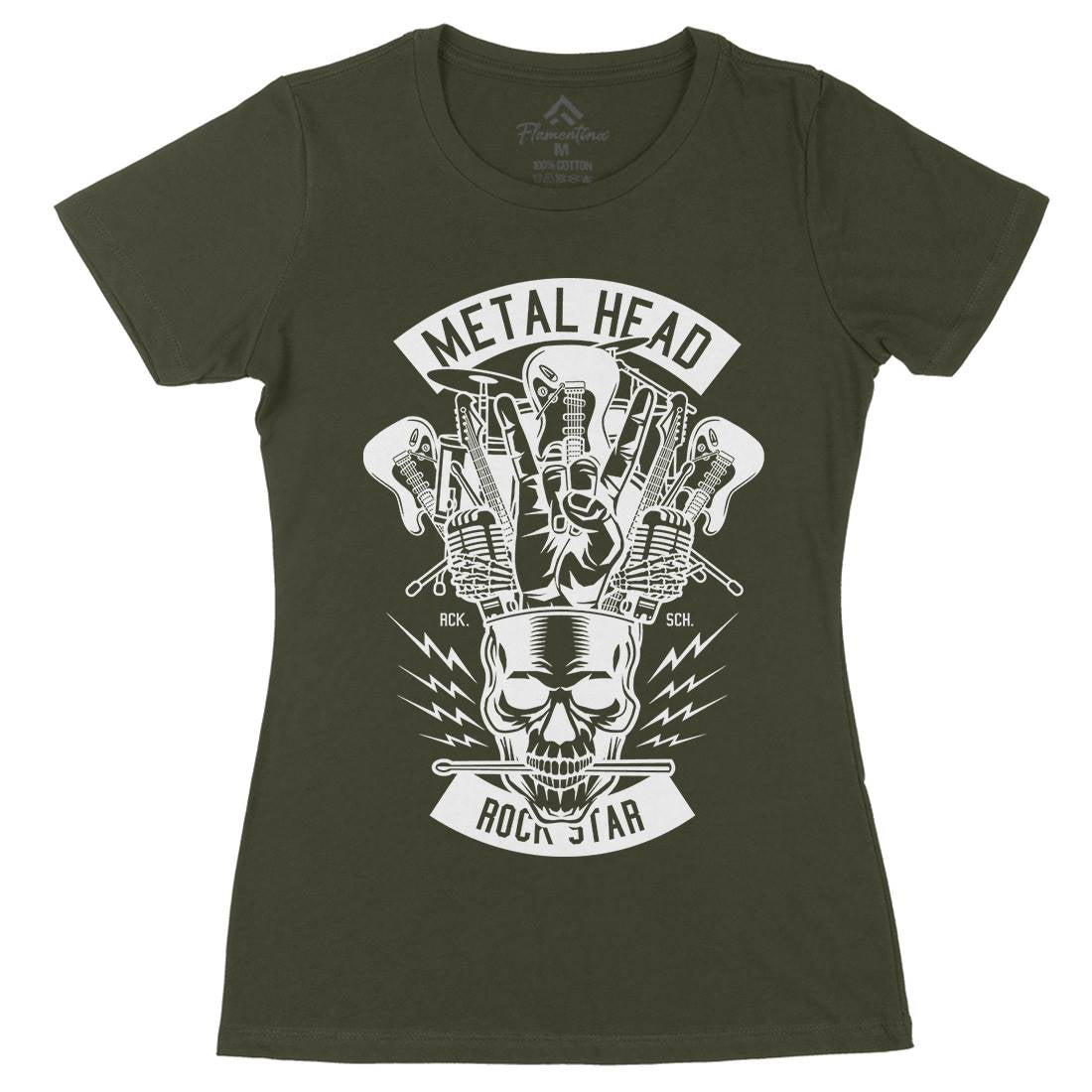 Metal Head Womens Organic Crew Neck T-Shirt Music B573