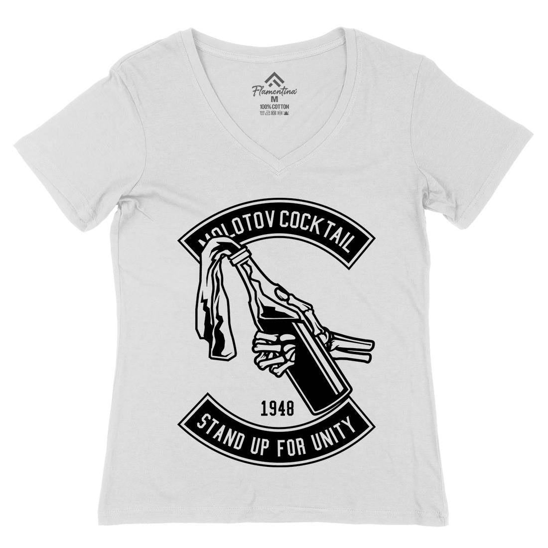 Molotov Cocktail Womens Organic V-Neck T-Shirt Peace B575