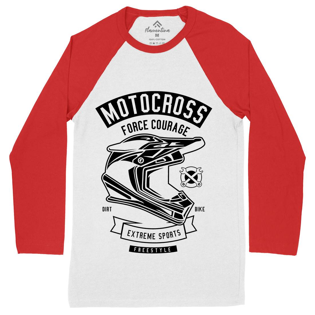 Motocross Force Courage Mens Long Sleeve Baseball T-Shirt Motorcycles B576