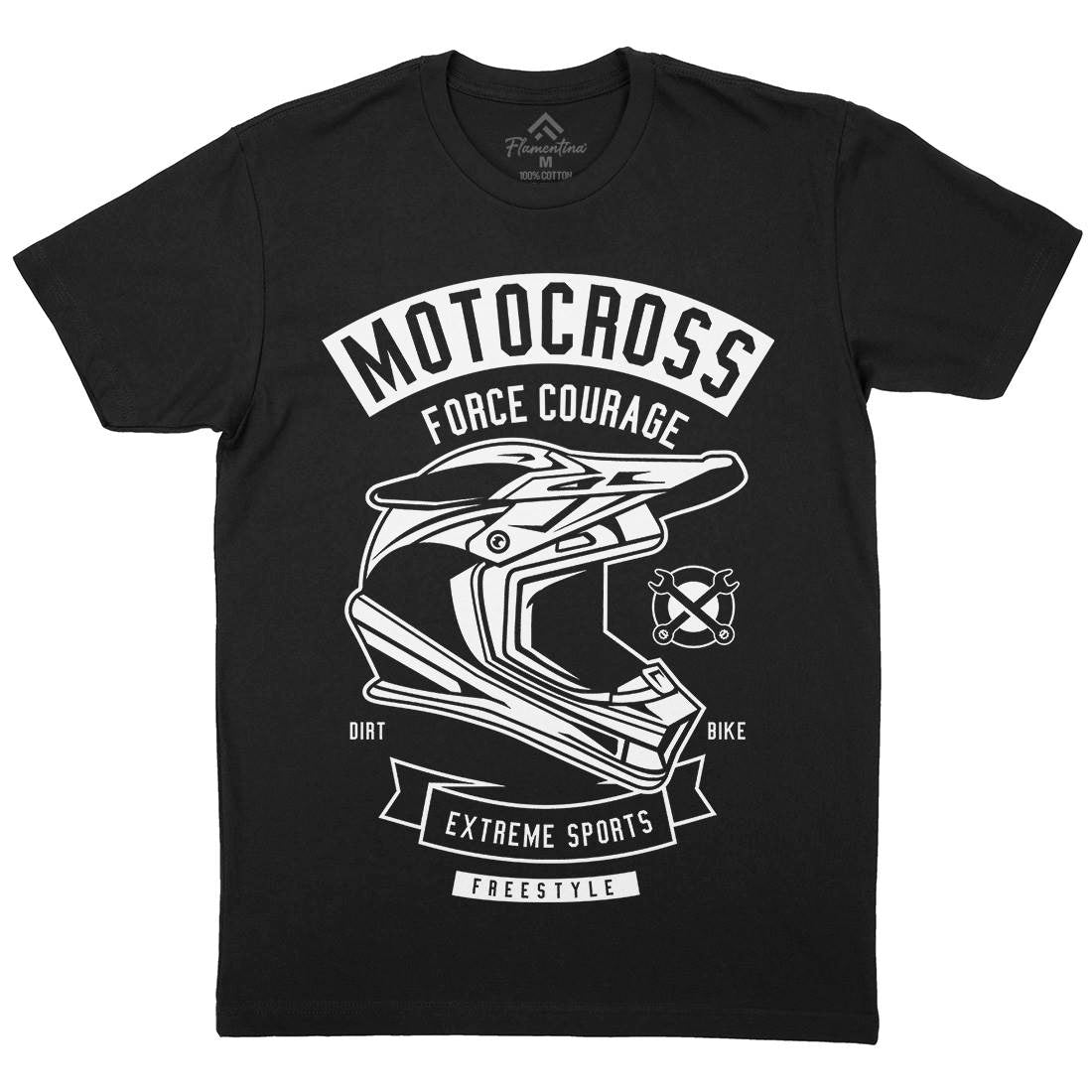 Motocross Force Courage Mens Organic Crew Neck T-Shirt Motorcycles B576