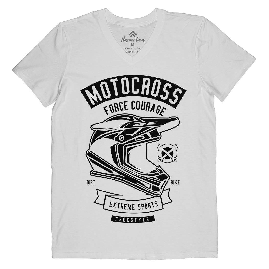 Motocross Force Courage Mens Organic V-Neck T-Shirt Motorcycles B576