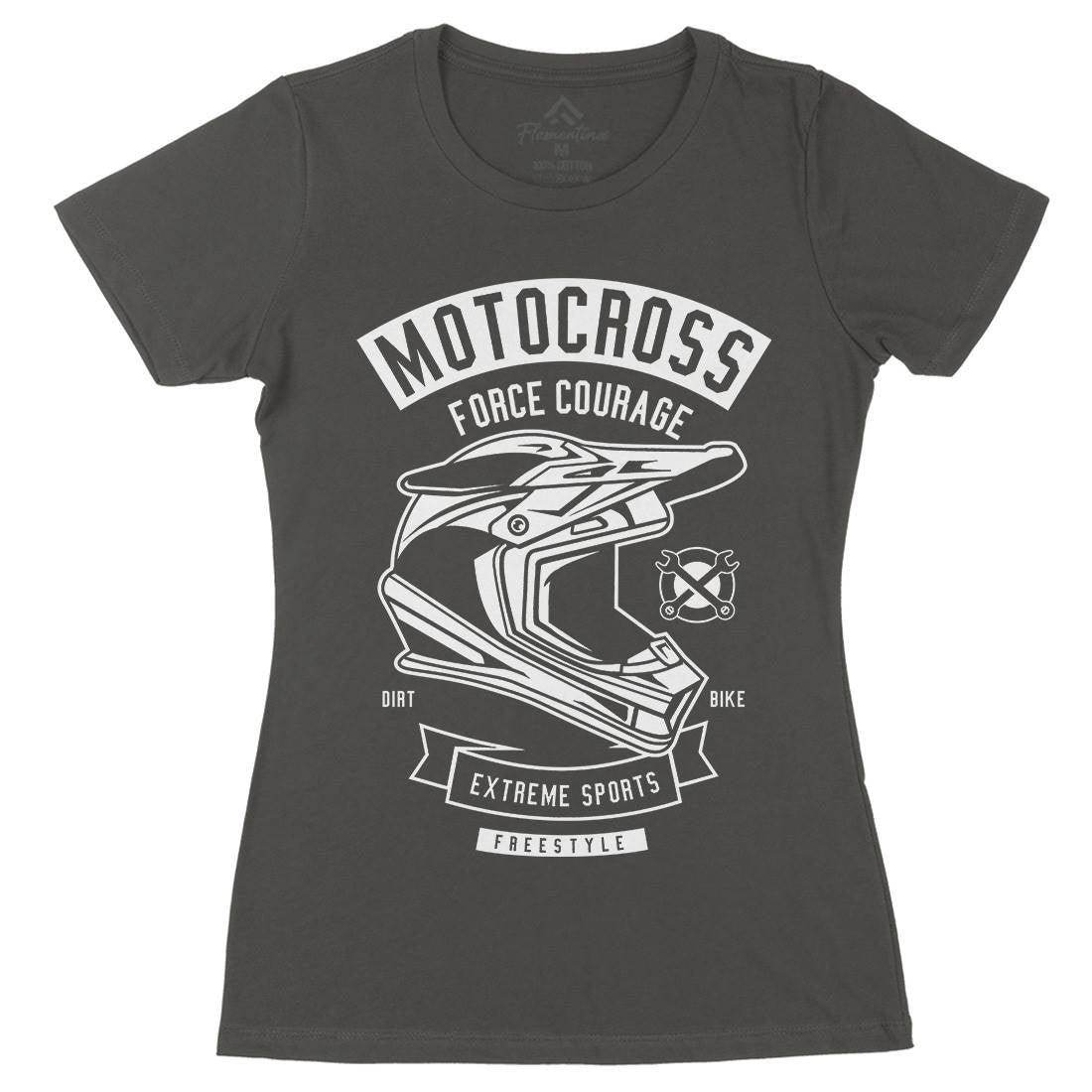 Motocross Force Courage Womens Organic Crew Neck T-Shirt Motorcycles B576