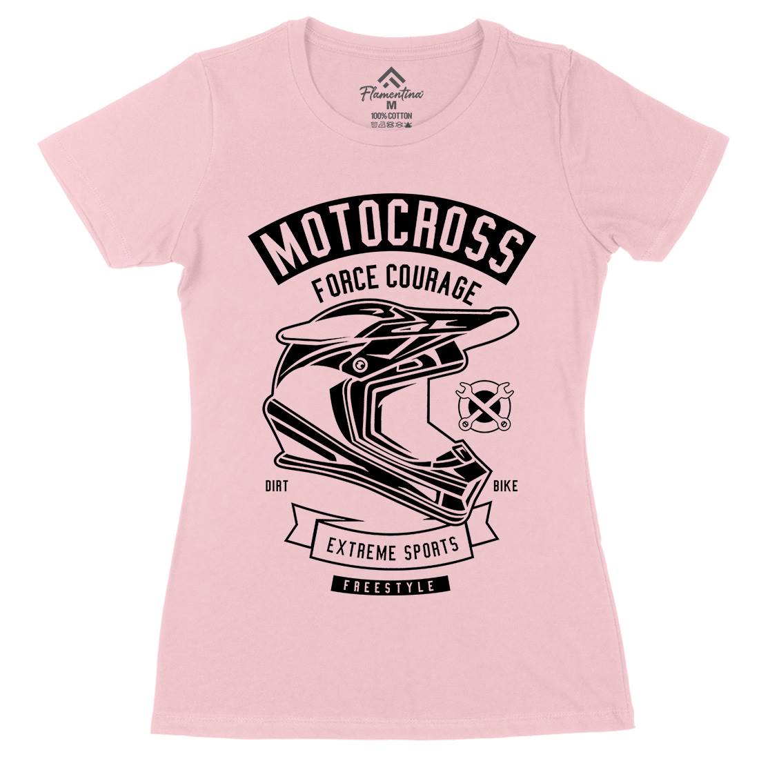 Motocross Force Courage Womens Organic Crew Neck T-Shirt Motorcycles B576