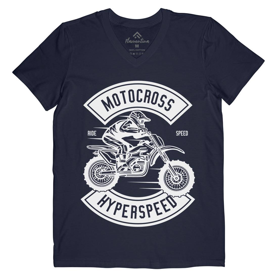 Motocross Hyperspeed Mens Organic V-Neck T-Shirt Motorcycles B577