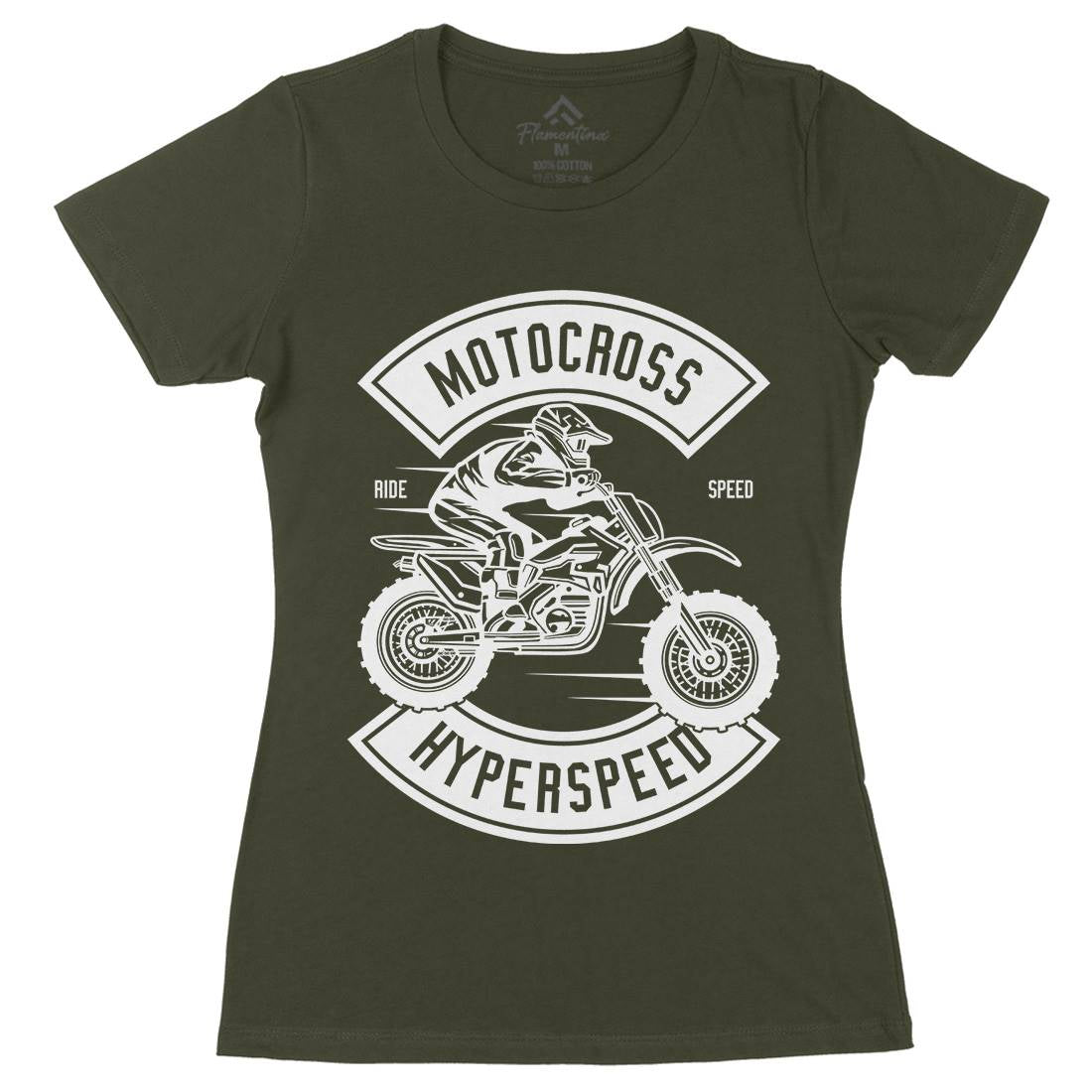 Motocross Hyperspeed Womens Organic Crew Neck T-Shirt Motorcycles B577