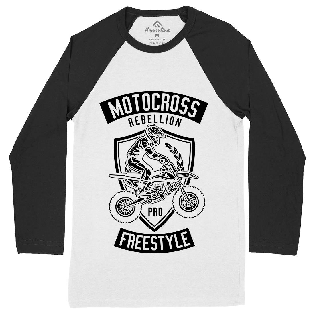 Motocross Rebellion Mens Long Sleeve Baseball T-Shirt Motorcycles B578