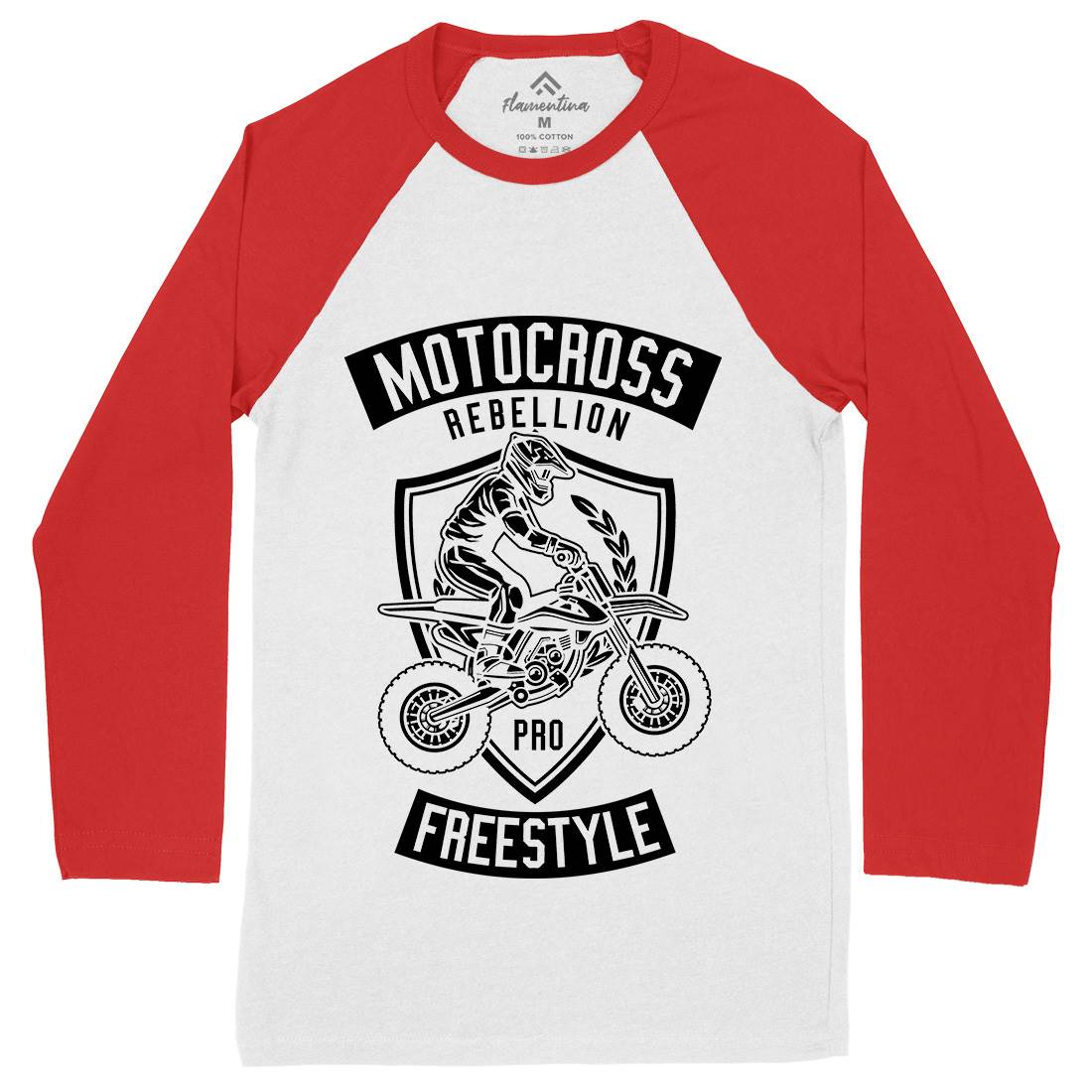 Motocross Rebellion Mens Long Sleeve Baseball T-Shirt Motorcycles B578