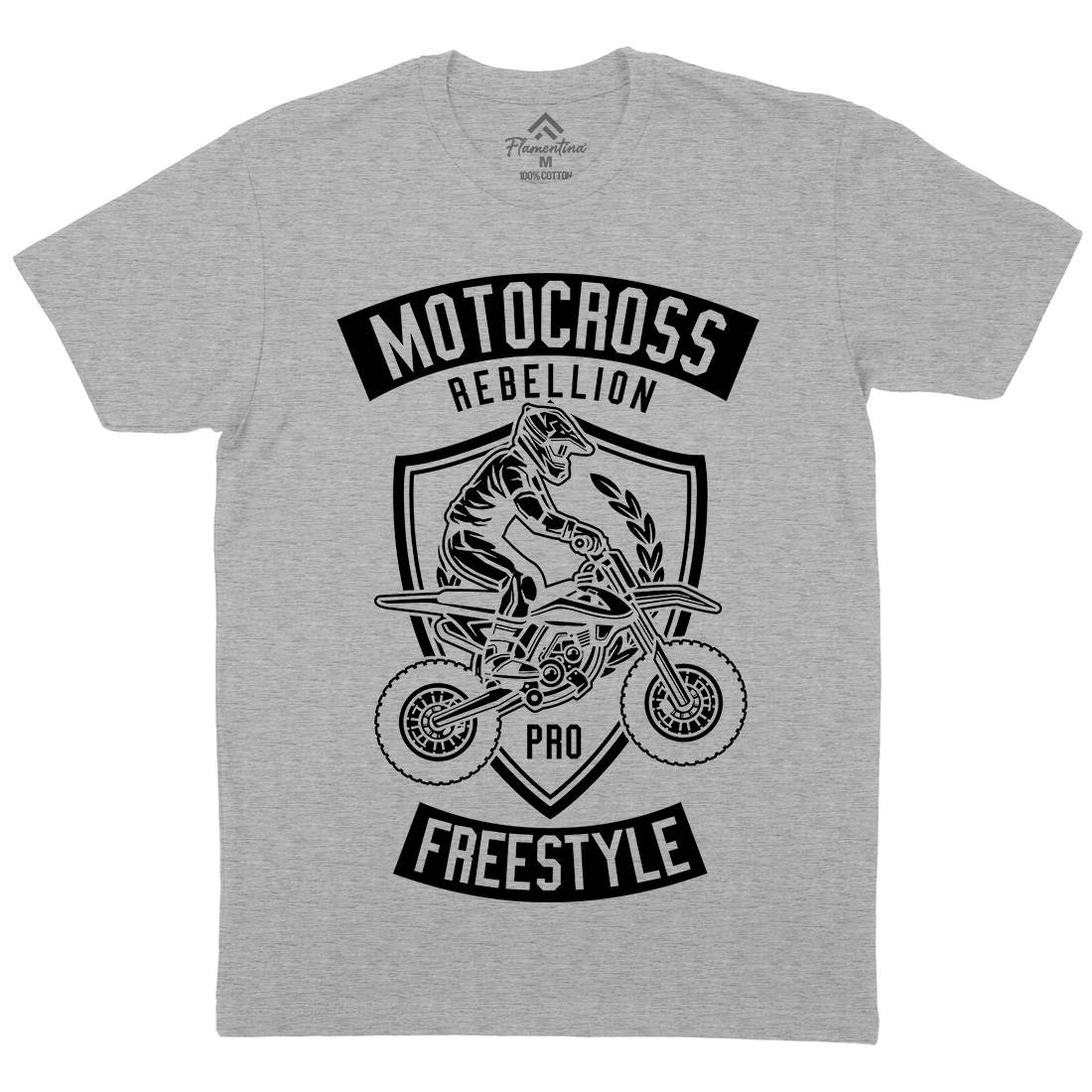 Motocross Rebellion Mens Organic Crew Neck T-Shirt Motorcycles B578
