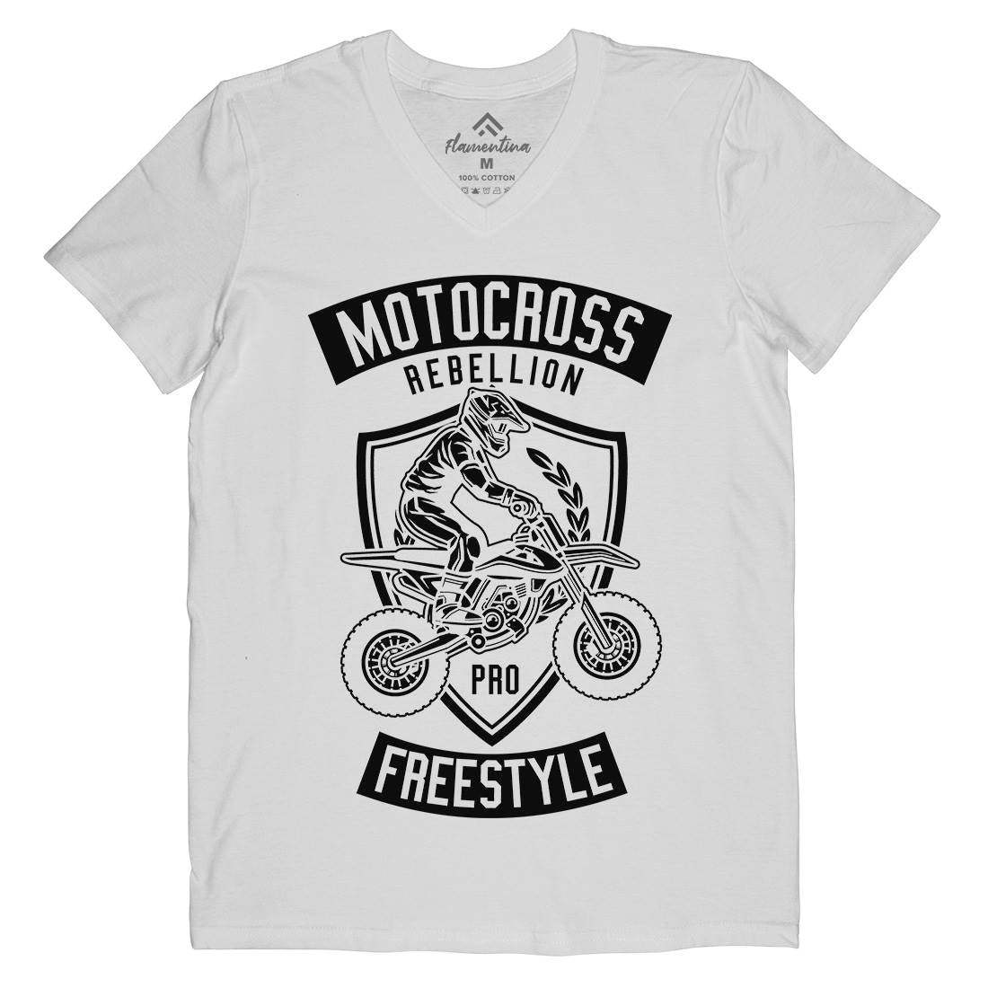 Motocross Rebellion Mens Organic V-Neck T-Shirt Motorcycles B578