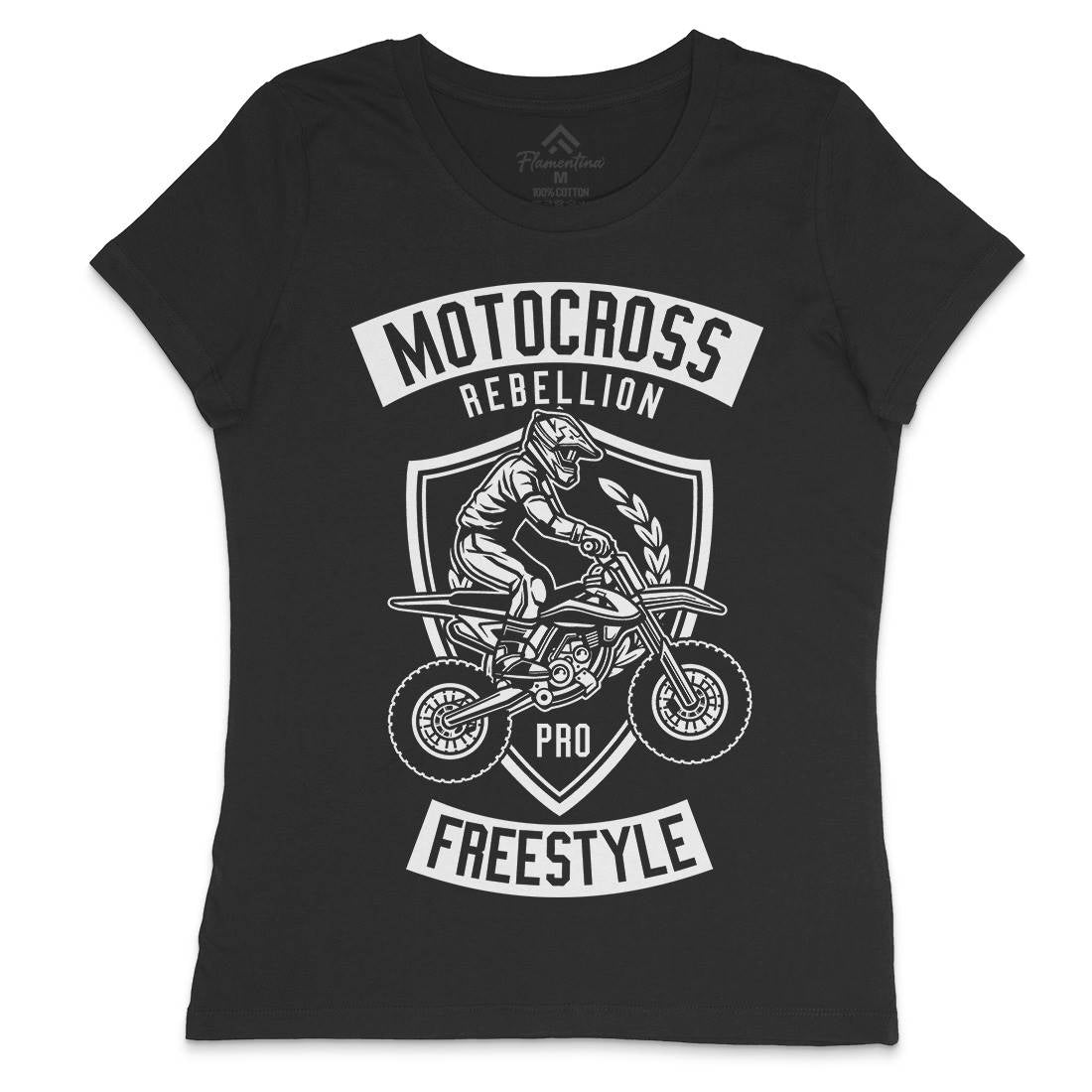 Motocross Rebellion Womens Crew Neck T-Shirt Motorcycles B578