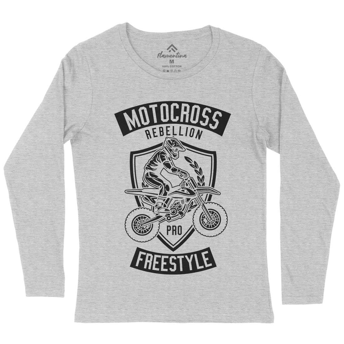 Motocross Rebellion Womens Long Sleeve T-Shirt Motorcycles B578
