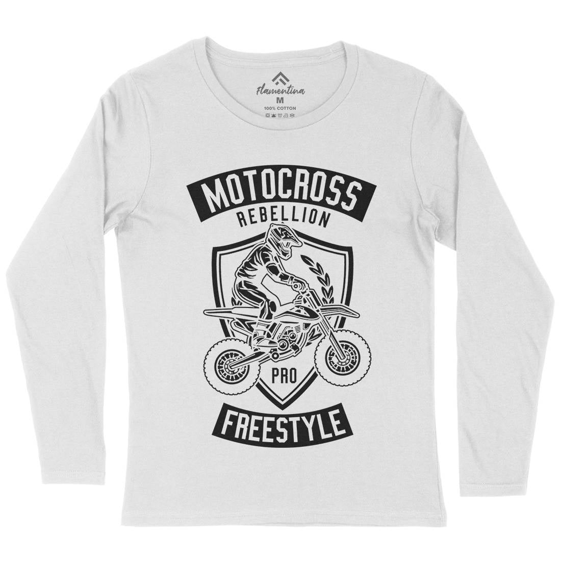 Motocross Rebellion Womens Long Sleeve T-Shirt Motorcycles B578