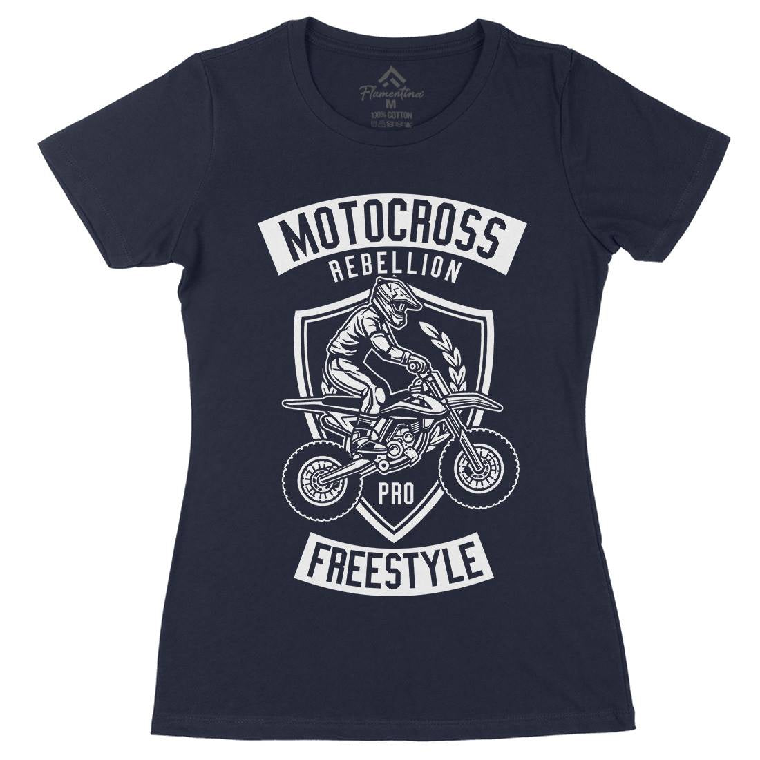 Motocross Rebellion Womens Organic Crew Neck T-Shirt Motorcycles B578