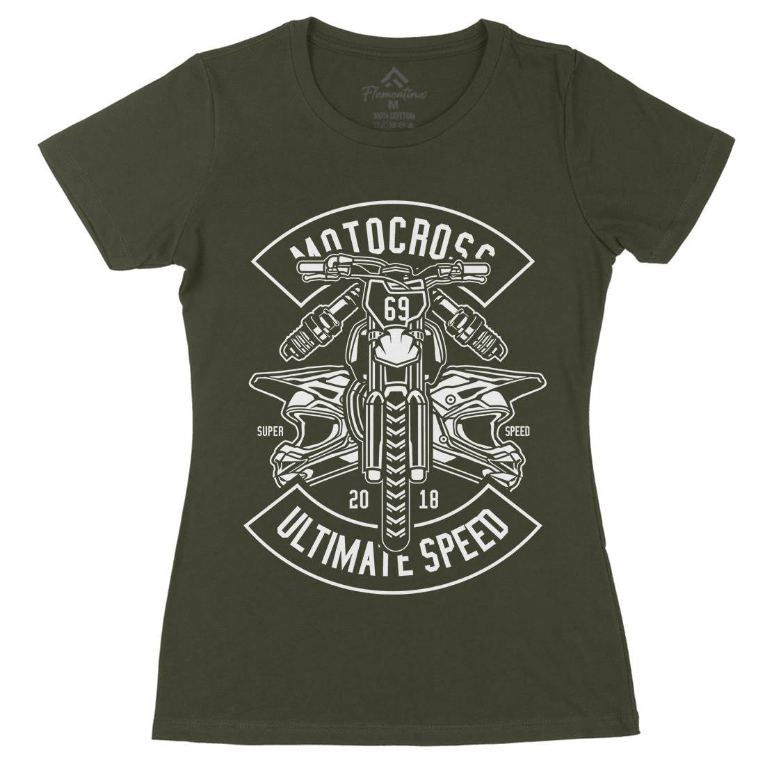 Motocross Ultimate Speed Womens Organic Crew Neck T-Shirt Motorcycles B579
