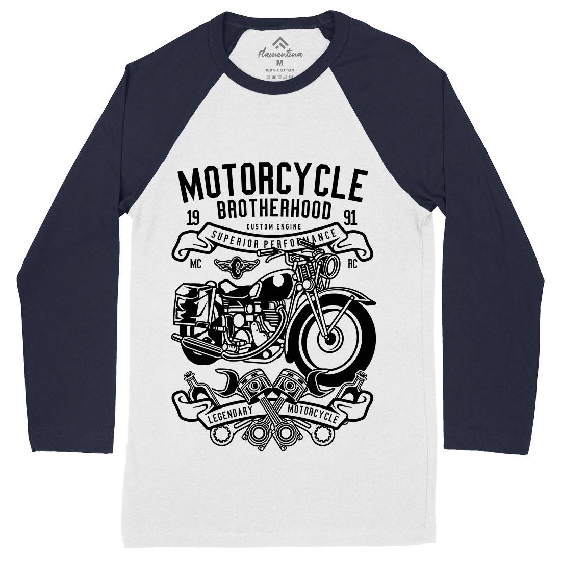 Brotherhood Mens Long Sleeve Baseball T-Shirt Motorcycles B581