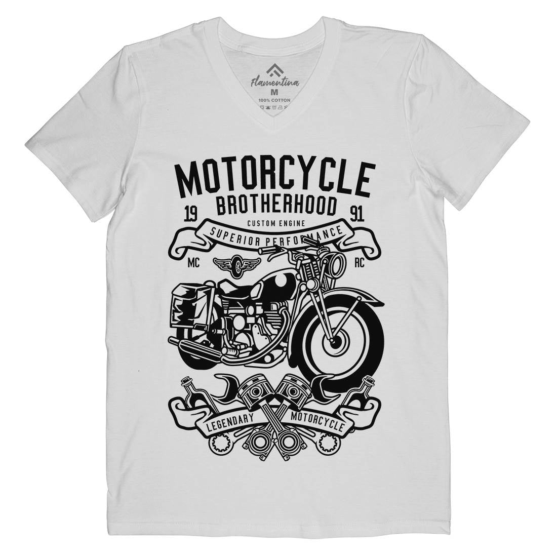 Brotherhood Mens Organic V-Neck T-Shirt Motorcycles B581