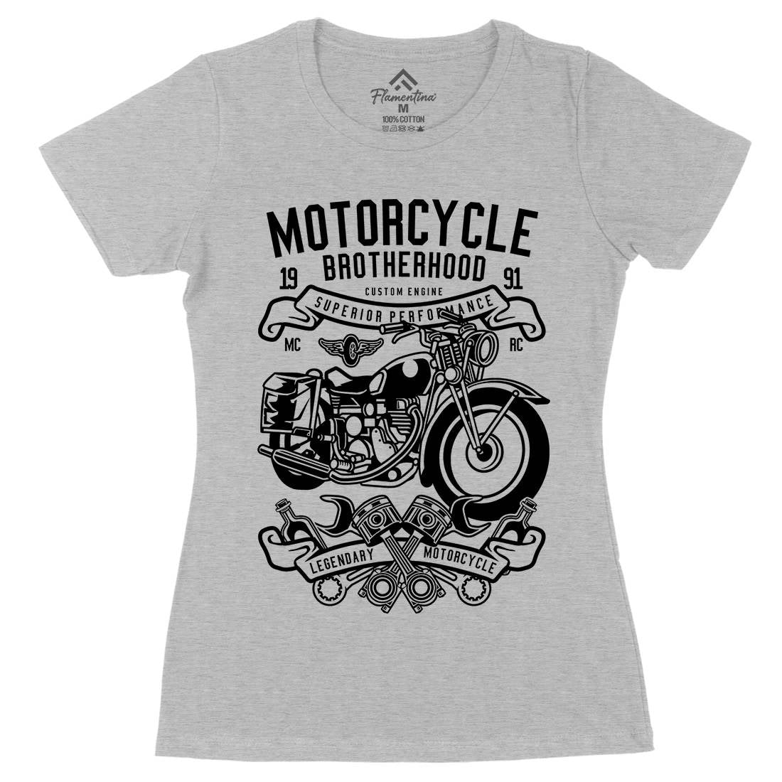 Brotherhood Womens Organic Crew Neck T-Shirt Motorcycles B581