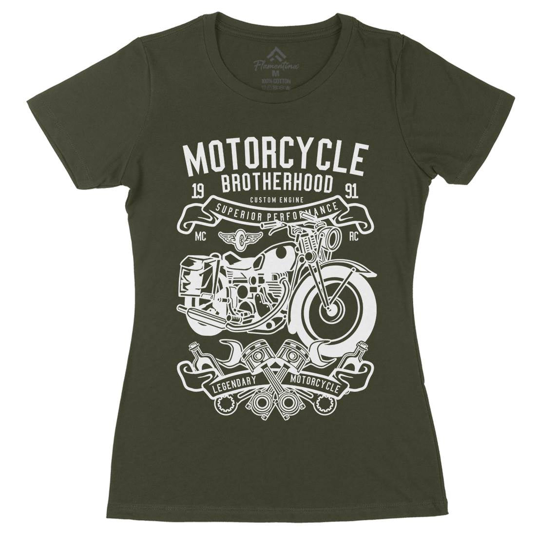Brotherhood Womens Organic Crew Neck T-Shirt Motorcycles B581