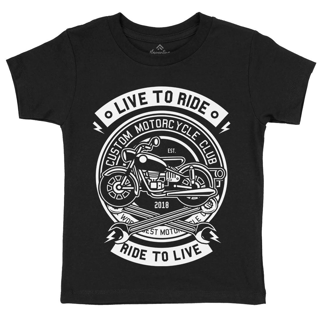 Live To Ride Kids Organic Crew Neck T-Shirt Motorcycles B582