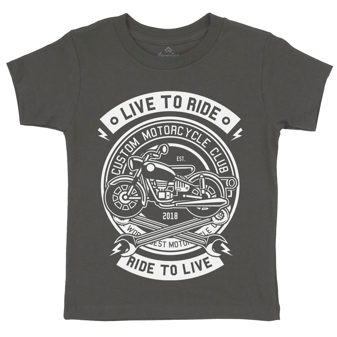 Live To Ride Kids Organic Crew Neck T-Shirt Motorcycles B582