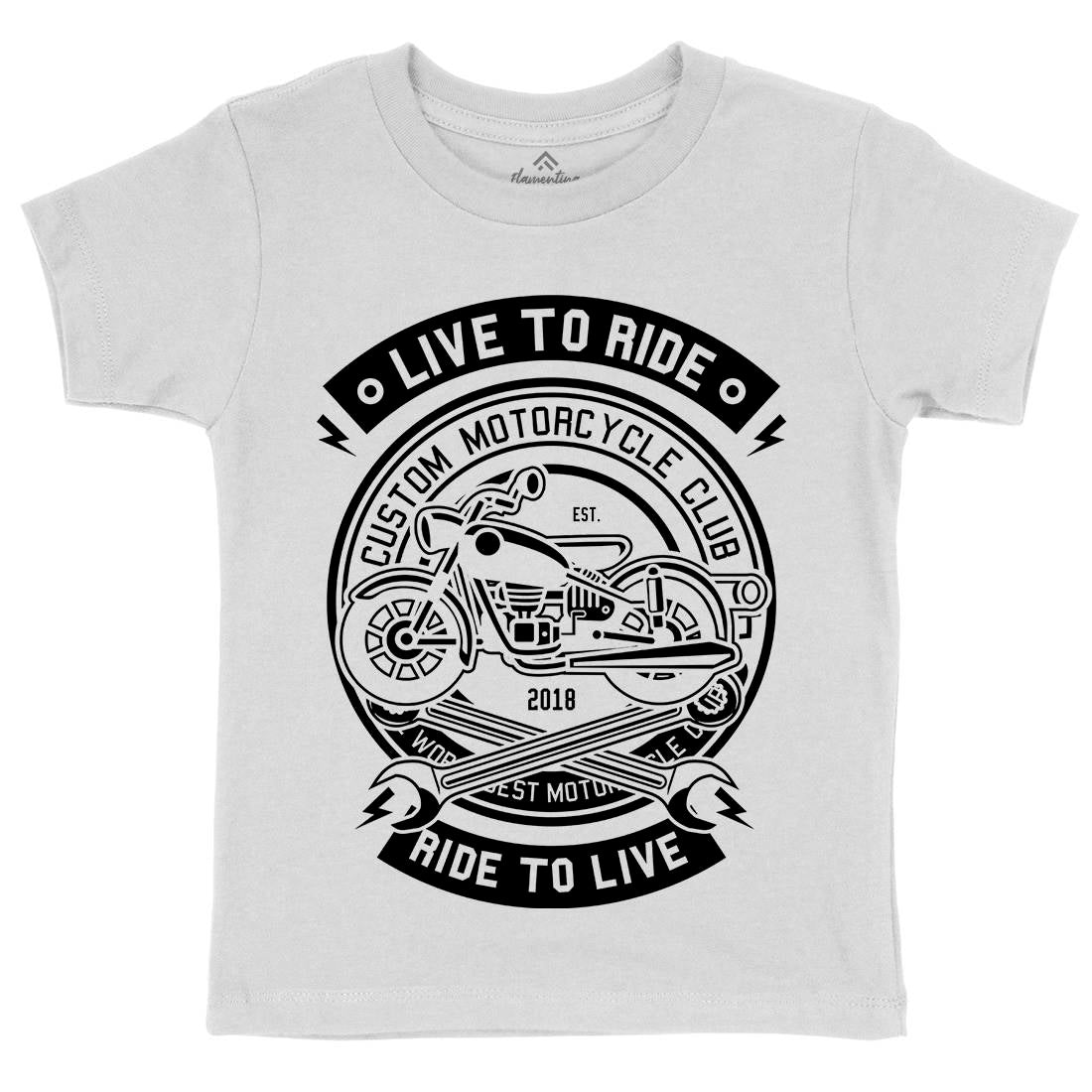 Live To Ride Kids Crew Neck T-Shirt Motorcycles B582