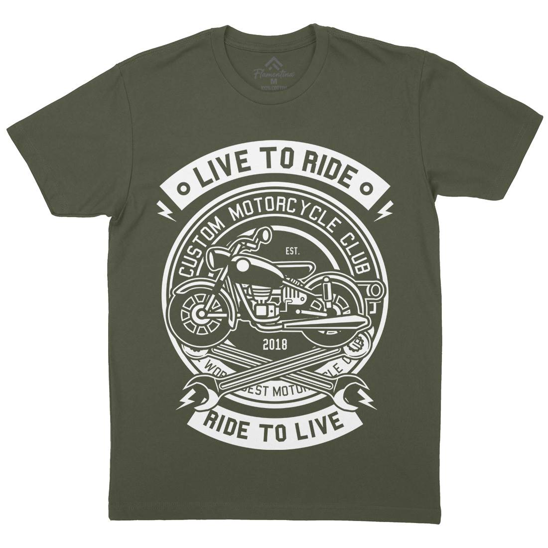 Live To Ride Mens Crew Neck T-Shirt Motorcycles B582