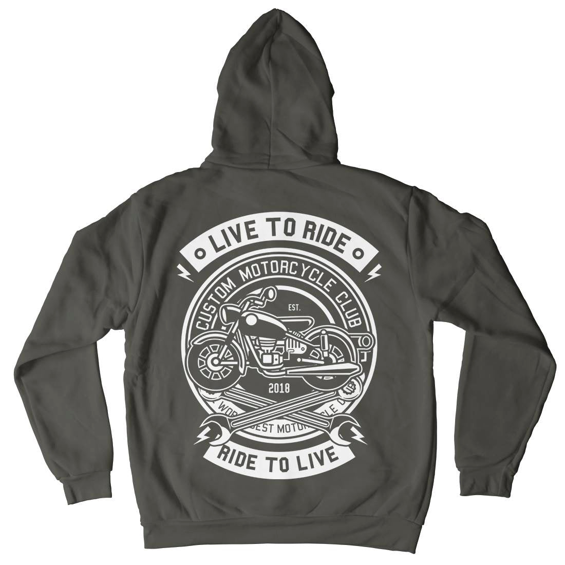 Live To Ride Mens Hoodie With Pocket Motorcycles B582