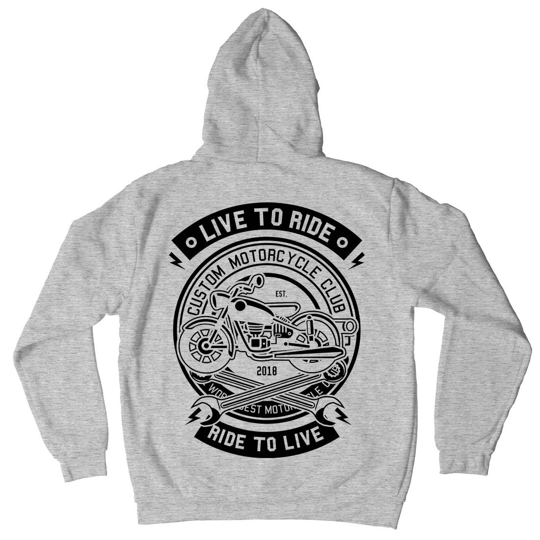 Live To Ride Mens Hoodie With Pocket Motorcycles B582
