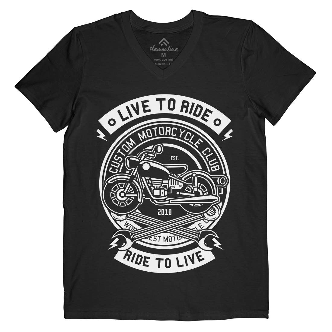 Live To Ride Mens Organic V-Neck T-Shirt Motorcycles B582