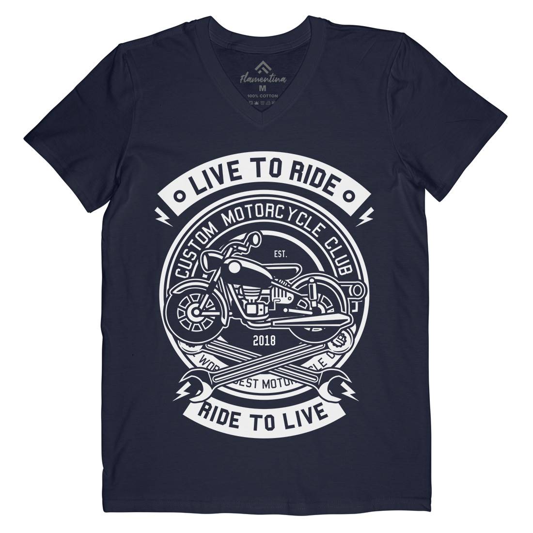 Live To Ride Mens V-Neck T-Shirt Motorcycles B582