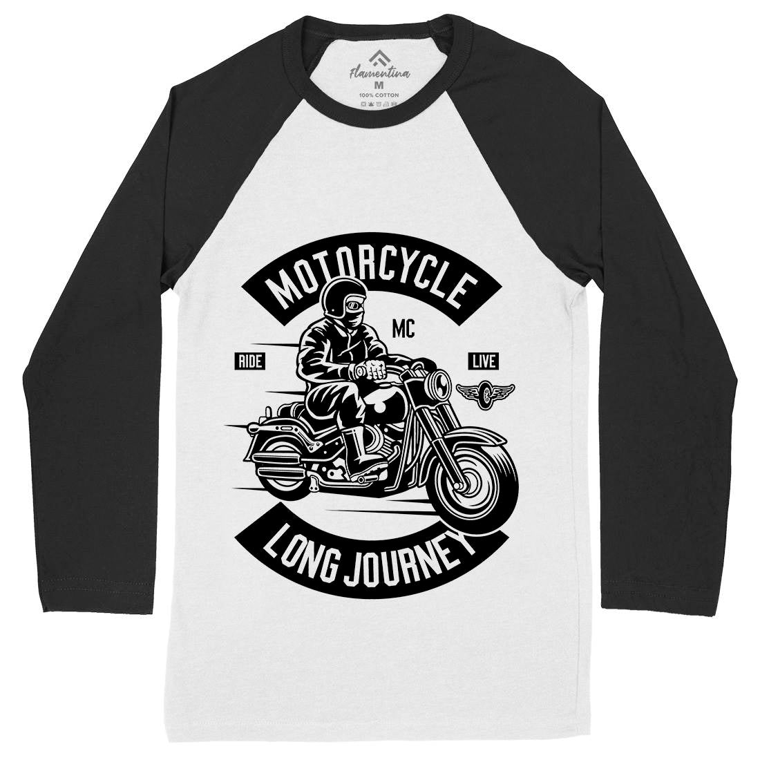 Long Journey Mens Long Sleeve Baseball T-Shirt Motorcycles B583