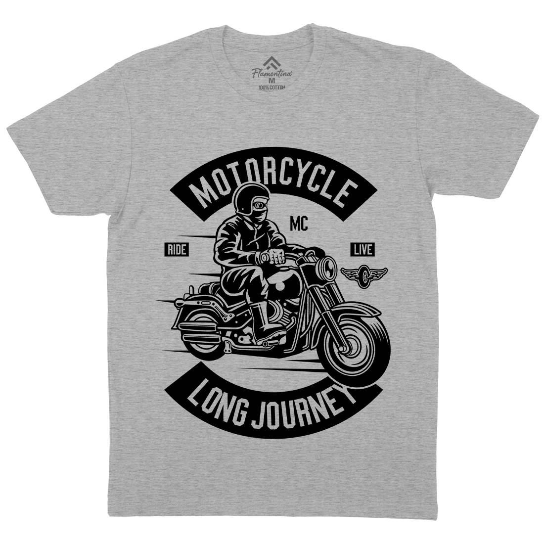 Long Journey Mens Organic Crew Neck T-Shirt Motorcycles B583