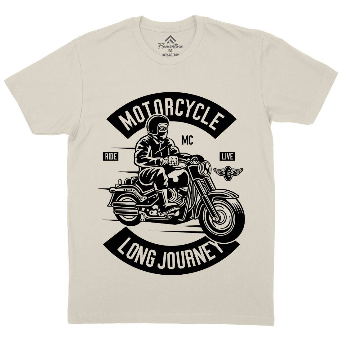 Long Journey Mens Organic Crew Neck T-Shirt Motorcycles B583