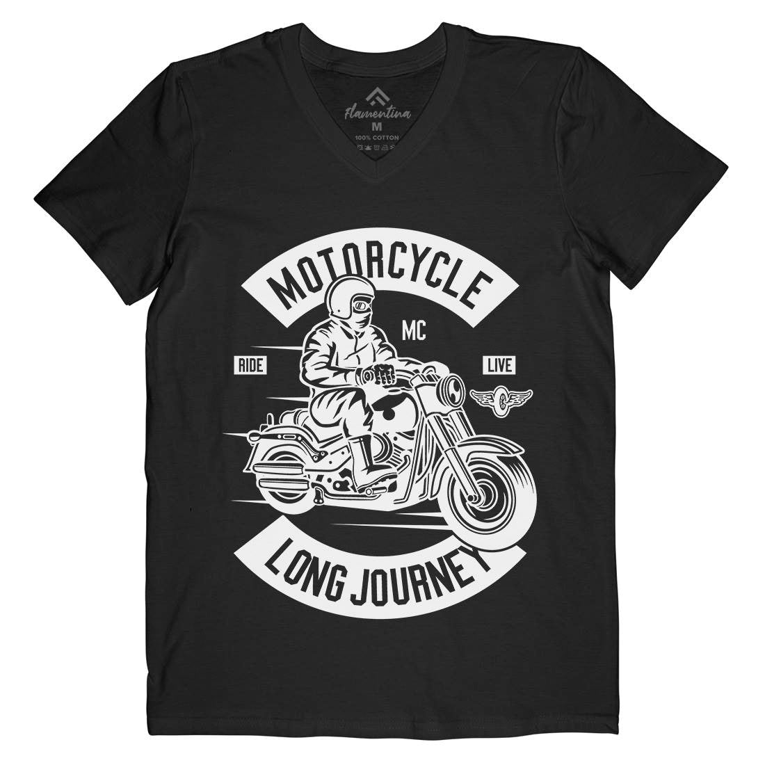 Long Journey Mens Organic V-Neck T-Shirt Motorcycles B583