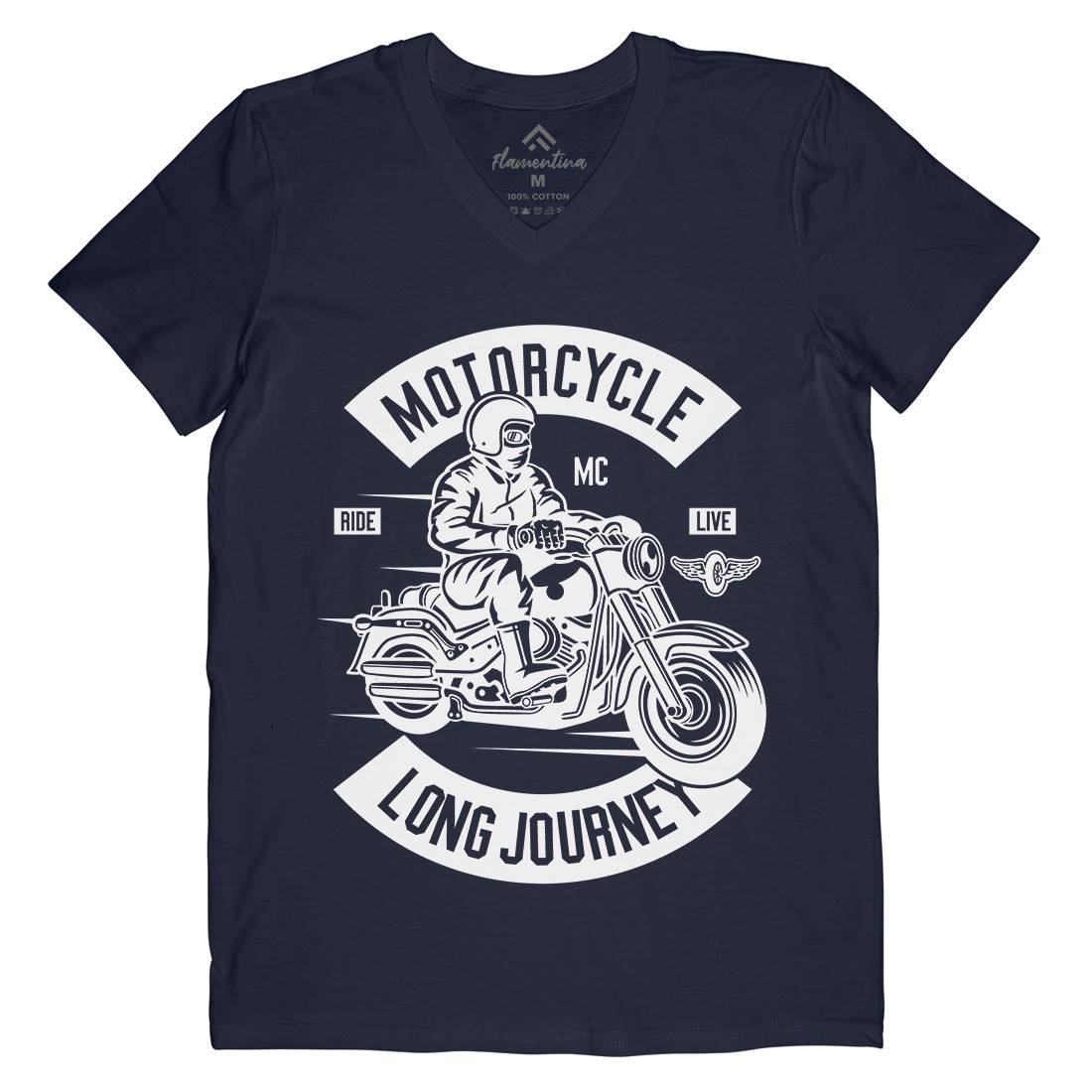 Long Journey Mens V-Neck T-Shirt Motorcycles B583