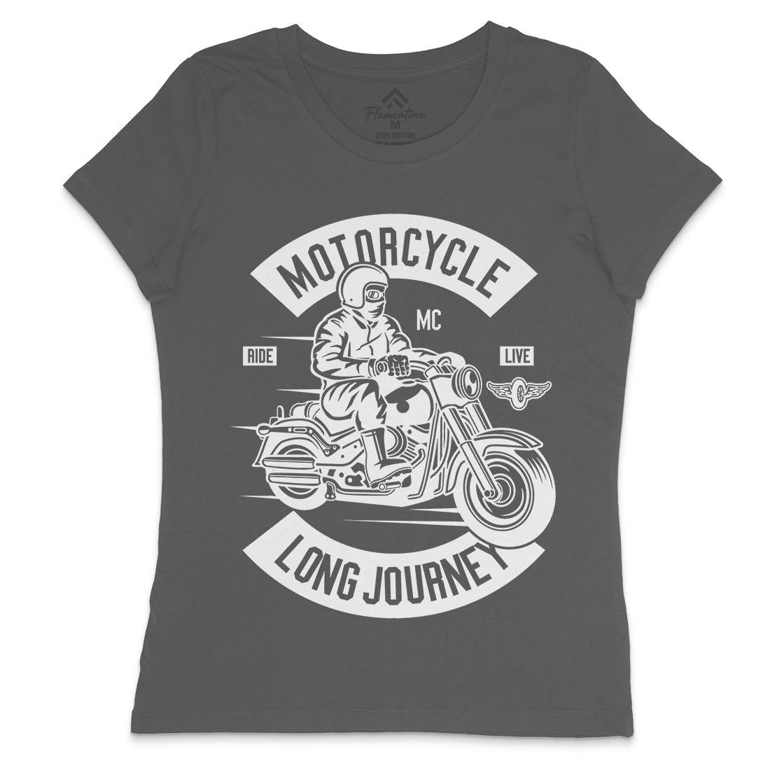 Long Journey Womens Crew Neck T-Shirt Motorcycles B583