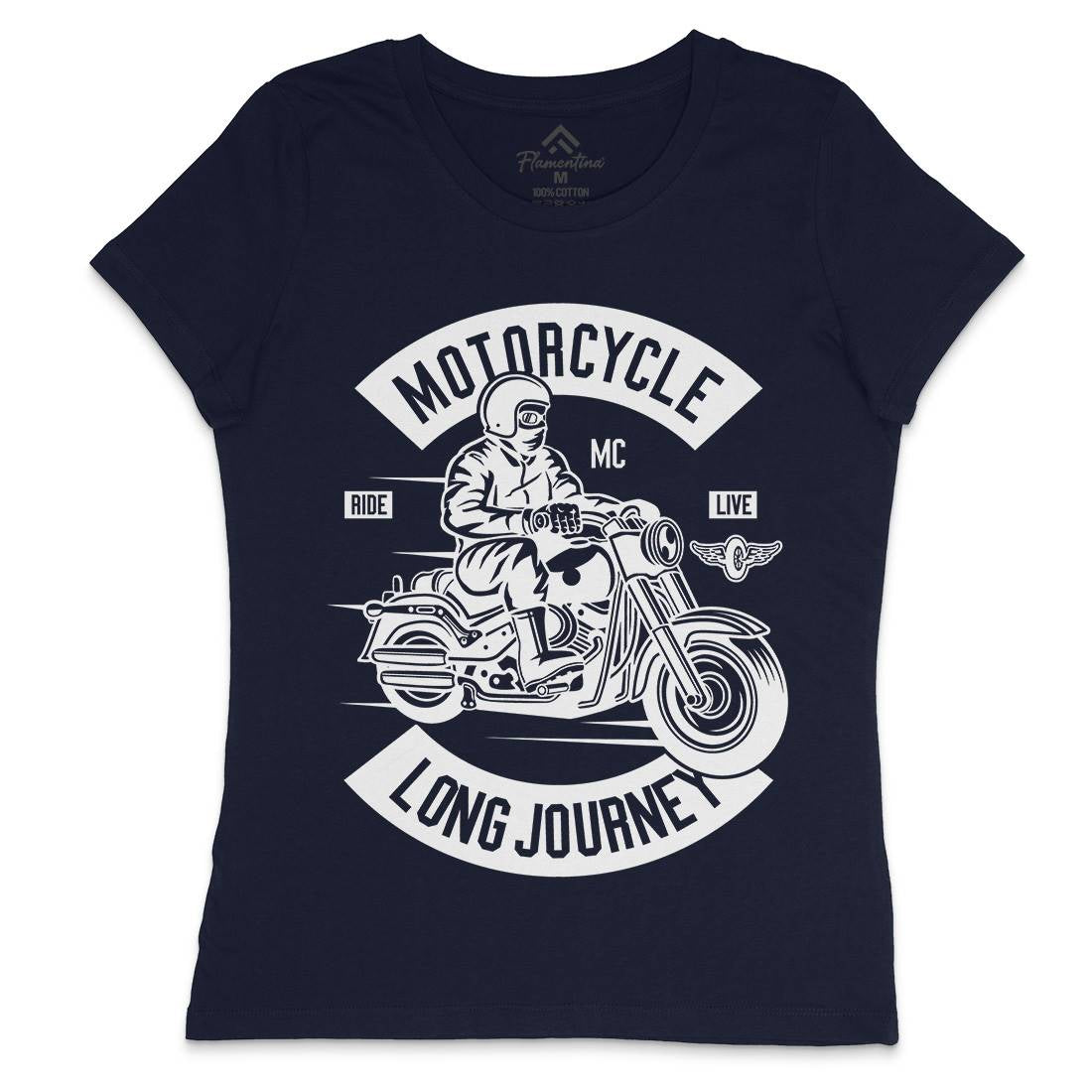Long Journey Womens Crew Neck T-Shirt Motorcycles B583