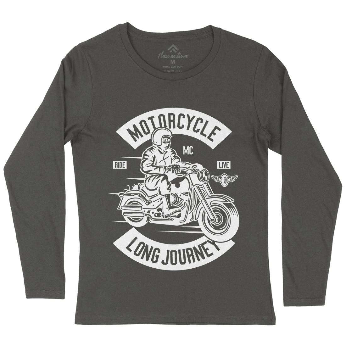 Long Journey Womens Long Sleeve T-Shirt Motorcycles B583
