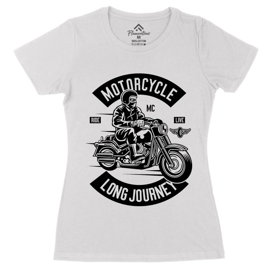 Long Journey Womens Organic Crew Neck T-Shirt Motorcycles B583