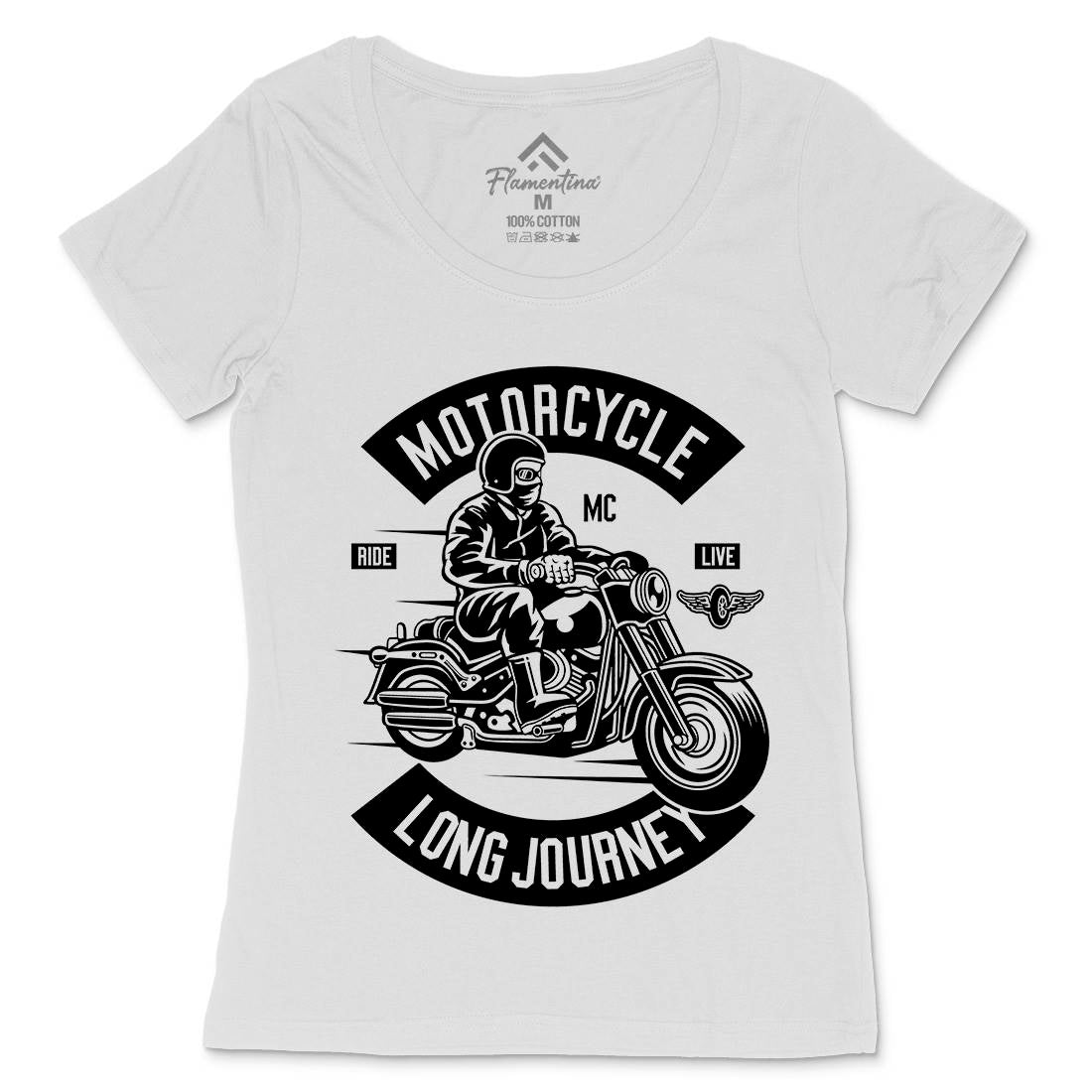 Long Journey Womens Scoop Neck T-Shirt Motorcycles B583