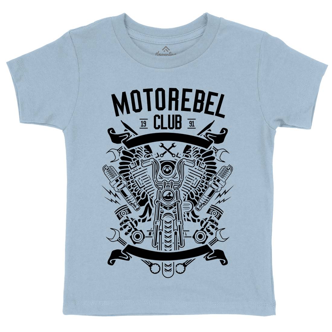 Motorebel Club Kids Organic Crew Neck T-Shirt Motorcycles B585