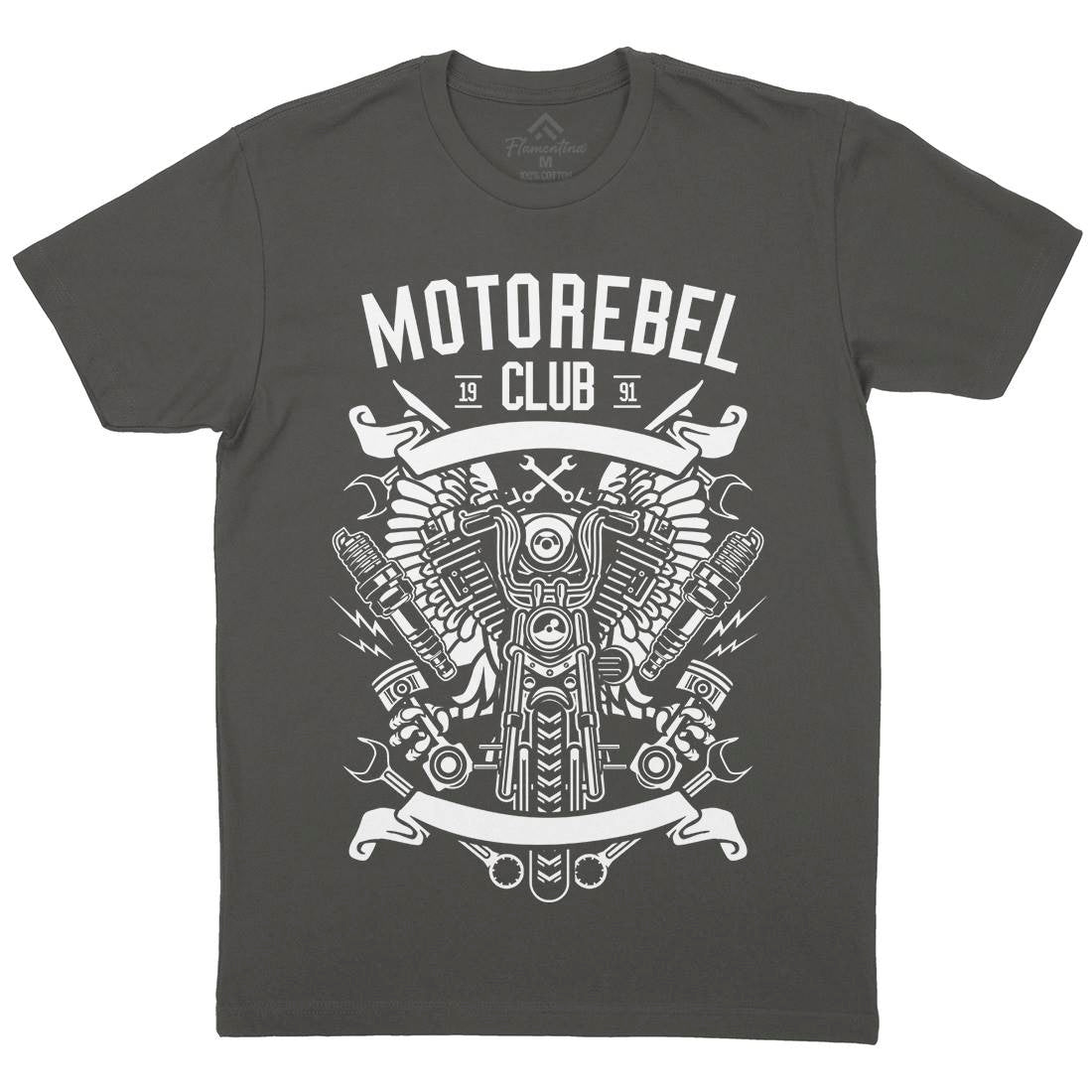 Motorebel Club Mens Organic Crew Neck T-Shirt Motorcycles B585