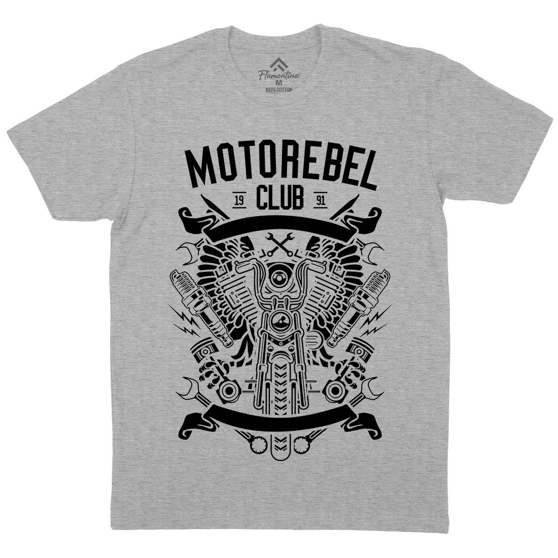 Motorebel Club Mens Organic Crew Neck T-Shirt Motorcycles B585