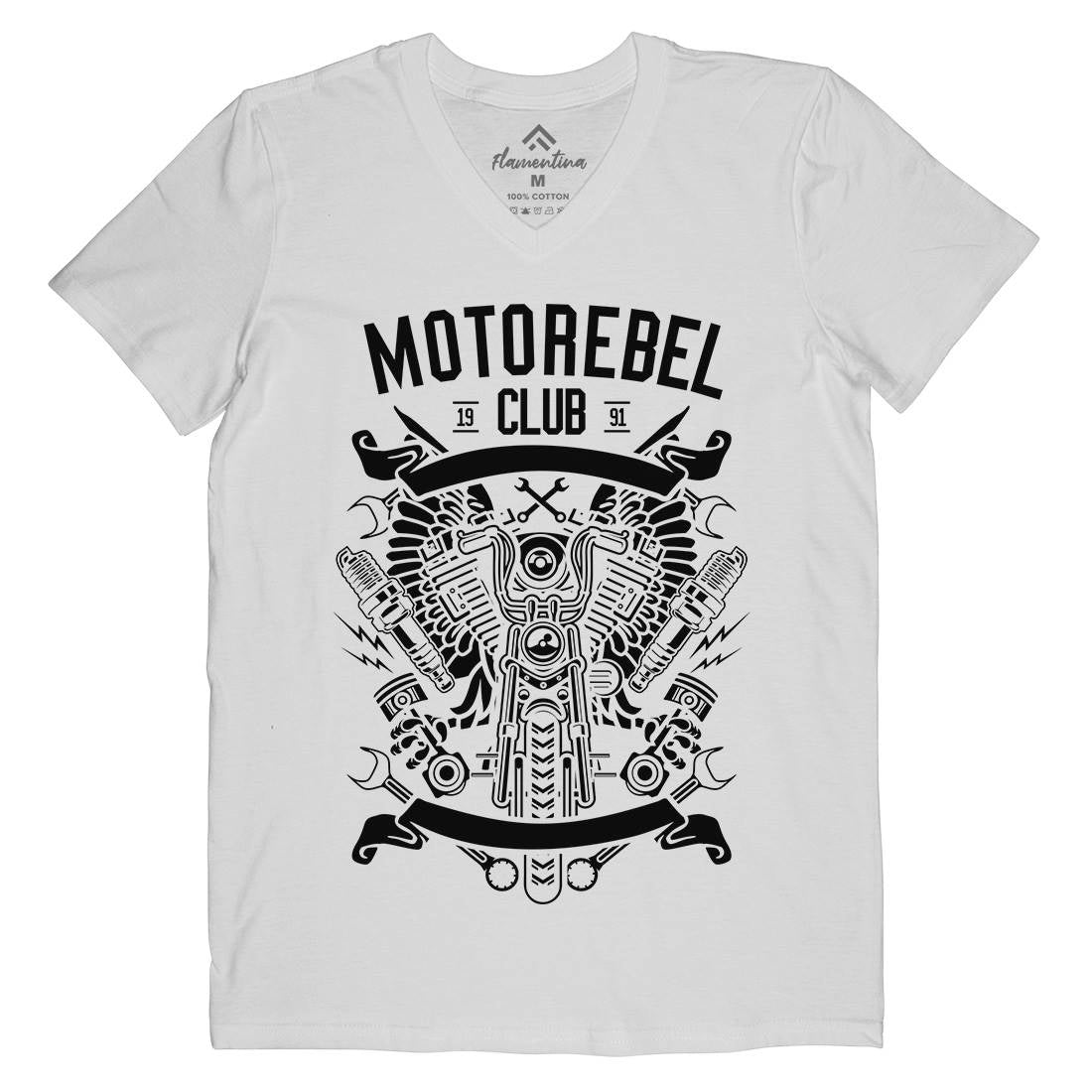 Motorebel Club Mens Organic V-Neck T-Shirt Motorcycles B585
