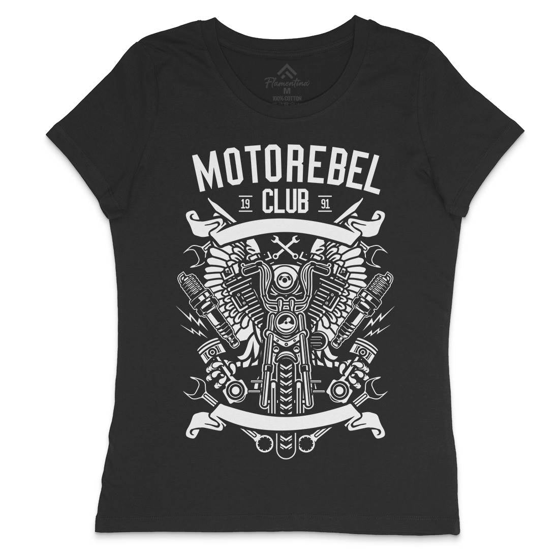 Motorebel Club Womens Crew Neck T-Shirt Motorcycles B585