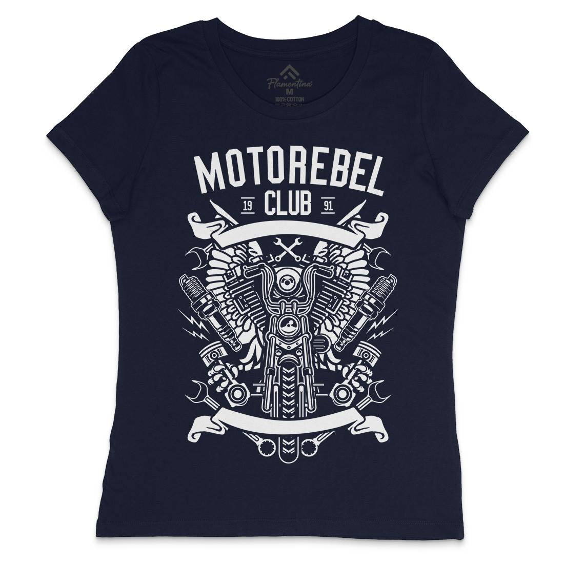 Motorebel Club Womens Crew Neck T-Shirt Motorcycles B585