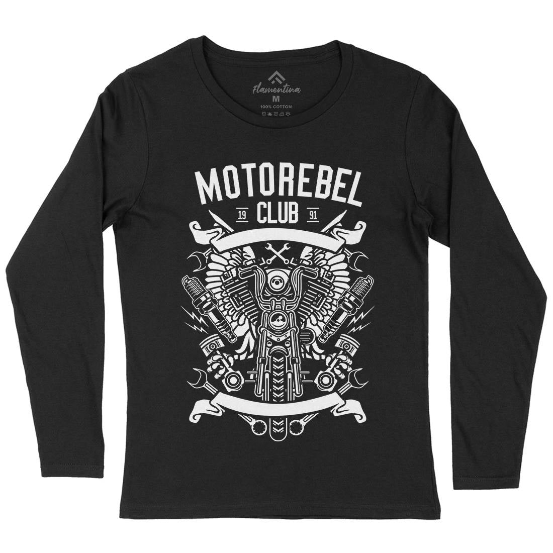 Motorebel Club Womens Long Sleeve T-Shirt Motorcycles B585