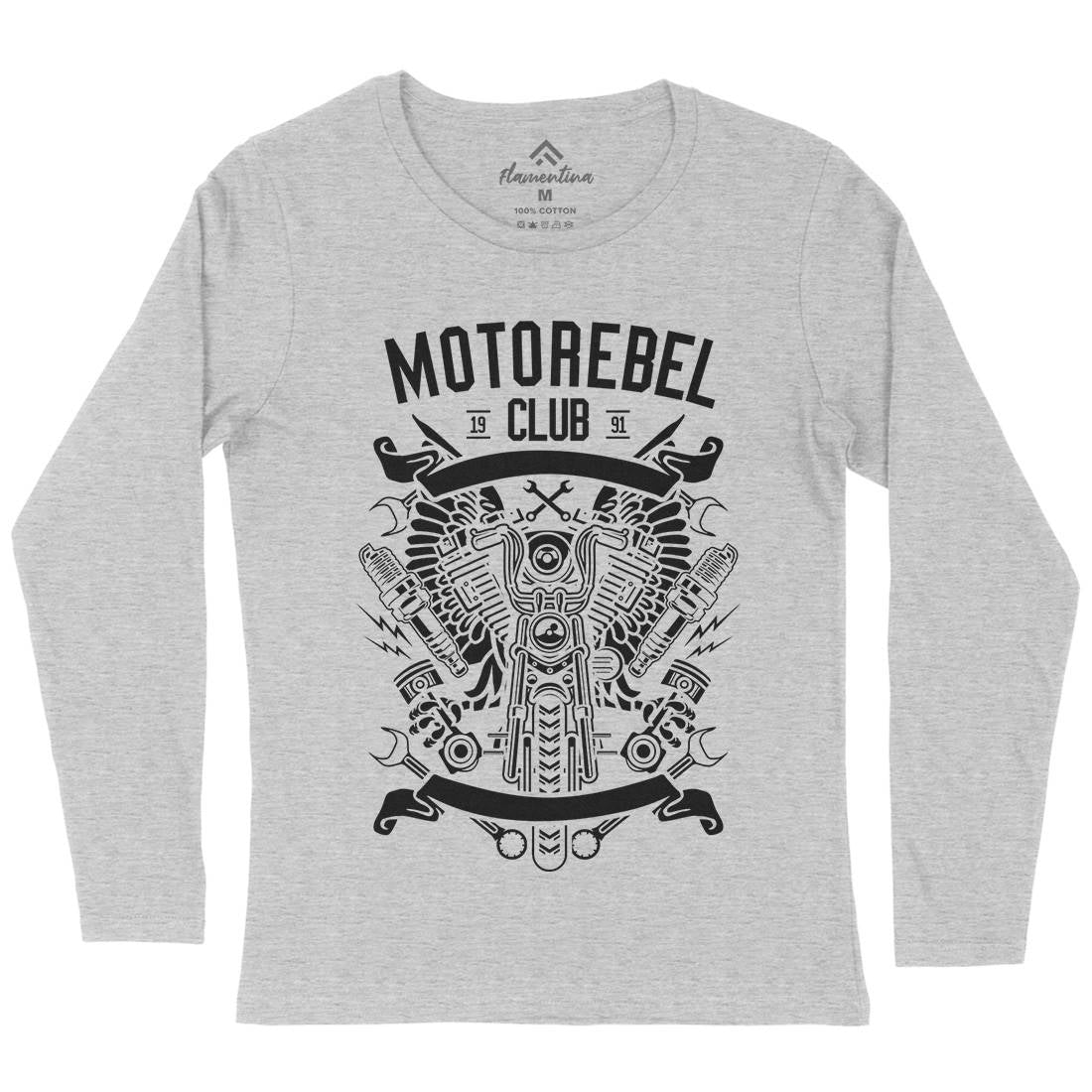 Motorebel Club Womens Long Sleeve T-Shirt Motorcycles B585
